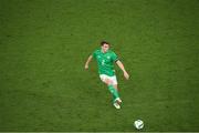 26 March 2024; Seamus Coleman of Republic of Ireland during the international friendly match between Republic of Ireland and Switzerland at the Aviva Stadium in Dublin.  Photo by Michael P Ryan/Sportsfile