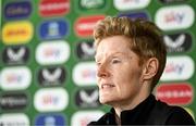 28 March 2024; Head coach Eileen Gleeson during a Republic of Ireland women squad announcement at Sky Ireland Headquarters in Dublin. Photo by Seb Daly/Sportsfile