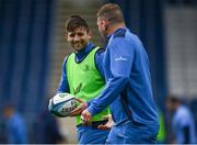 28 March 2024; Ross Byrne and Ross Molony during a Leinster Rugby captain's run at the RDS Arena in Dublin. Photo by Harry Murphy/Sportsfile