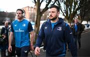 29 March 2024; Robbie Henshaw and Ryan Baird of Leinster arrive before the United Rugby Championship match between Leinster and Vodacom Bulls at the RDS Arena in Dublin. Photo by Harry Murphy/Sportsfile