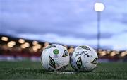 29 March 2024; A general view of matchballs before the SSE Airtricity Men's Premier Division match between Derry City and Galway United at The Ryan McBride Brandywell Stadium in Derry. Photo by Ben McShane/Sportsfile