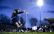 29 March 2024; Harry Byrne of Leinster warms up before the United Rugby Championship match between Leinster and Vodacom Bulls at the RDS Arena in Dublin. Photo by Harry Murphy/Sportsfile
