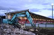 29 March 2024; A general view as the construction of the new stand begins before the SSE Airtricity Men's Premier Division match between Derry City and Galway United at The Ryan McBride Brandywell Stadium in Derry. Photo by Ben McShane/Sportsfile