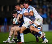 29 March 2024; Rob Russell of Leinster is tackled by Devon Williams, Embrose Papier and Elrigh Louw of Vodacom Bulls during the United Rugby Championship match between Leinster and Vodacom Bulls at the RDS Arena in Dublin. Photo by Harry Murphy/Sportsfile