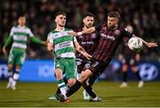 29 March 2024; Dylan Watts of Shamrock Rovers in action against Adam McDonnell of Bohemians during the SSE Airtricity Men's Premier Division match between Shamrock Rovers and Bohemians at Tallaght Stadium in Dublin. Photo by David Fitzgerald/Sportsfile