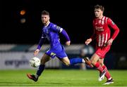 29 March 2024; Ryan Burke of Waterford in action against Charlie Wiggett of Sligo Rovers during the SSE Airtricity Men's Premier Division match between Waterford and Sligo Rovers at the Regional Sports Centre in Waterford. Photo by Michael P Ryan/Sportsfile