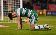 29 March 2024; Johnny Kenny of Shamrock Rovers reacts to a missed opportunity on goal during the SSE Airtricity Men's Premier Division match between Shamrock Rovers and Bohemians at Tallaght Stadium in Dublin. Photo by Stephen McCarthy/Sportsfile