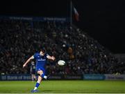 29 March 2024; Harry Byrne of Leinster kicks a conversion during the United Rugby Championship match between Leinster and Vodacom Bulls at the RDS Arena in Dublin. Photo by Seb Daly/Sportsfile