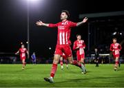 29 March 2024; Ellis Chapman of Sligo Rovers celebrates after scoring his side's first goal during the SSE Airtricity Men's Premier Division match between Waterford and Sligo Rovers at the Regional Sports Centre in Waterford. Photo by Michael P Ryan/Sportsfile