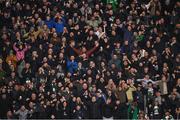 29 March 2024; Shamrock Rovers supporters celebrate their first goal during the SSE Airtricity Men's Premier Division match between Shamrock Rovers and Bohemians at Tallaght Stadium in Dublin. Photo by Stephen McCarthy/Sportsfile