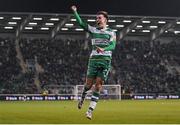 29 March 2024; Darragh Burns of Shamrock Rovers celebrates after scoring his side's second goal during the SSE Airtricity Men's Premier Division match between Shamrock Rovers and Bohemians at Tallaght Stadium in Dublin. Photo by David Fitzgerald/Sportsfile