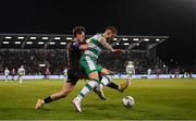 29 March 2024; Lee Grace of Shamrock Rovers in action against Dylan Connolly of Bohemians  during the SSE Airtricity Men's Premier Division match between Shamrock Rovers and Bohemians at Tallaght Stadium in Dublin. Photo by Stephen McCarthy/Sportsfile