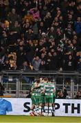 29 March 2024; Shamrock Rovers players and supporters celebrate their opening goal during the SSE Airtricity Men's Premier Division match between Shamrock Rovers and Bohemians at Tallaght Stadium in Dublin. Photo by Stephen McCarthy/Sportsfile