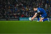 29 March 2024; Ross Byrne of Leinster lines up a conversion during the United Rugby Championship match between Leinster and Vodacom Bulls at the RDS Arena in Dublin. Photo by Harry Murphy/Sportsfile