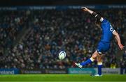 29 March 2024; Ross Byrne of Leinster kicks a conversion during the United Rugby Championship match between Leinster and Vodacom Bulls at the RDS Arena in Dublin. Photo by Harry Murphy/Sportsfile