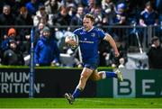 29 March 2024; Liam Turner of Leinster on his way to scoring his side's seventh try during the United Rugby Championship match between Leinster and Vodacom Bulls at the RDS Arena in Dublin. Photo by Harry Murphy/Sportsfile