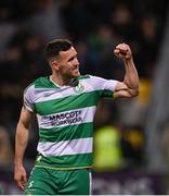 29 March 2024; Aaron Greene of Shamrock Rovers celebrates after scoring his side's third goal during the SSE Airtricity Men's Premier Division match between Shamrock Rovers and Bohemians at Tallaght Stadium in Dublin. Photo by David Fitzgerald/Sportsfile