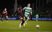 29 March 2024; Declan McDaid of Bohemians shoots to score his side's goal during the SSE Airtricity Men's Premier Division match between Shamrock Rovers and Bohemians at Tallaght Stadium in Dublin. Photo by Stephen McCarthy/Sportsfile