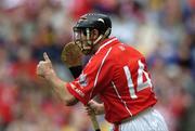 25 July 2004; Brian Corcoran, Cork, celebrates after scoring his sides first goal. Guinness All-Ireland Senior Hurling Championship, Quarter Final, Antrim v Cork, Croke Park, Dublin. Picture credit; Brian Lawless / SPORTSFILE