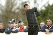 25 July 2004; Padraig Harrington watches his drive from the 4th tee box during the fourth round. Nissan Irish Open Golf Championship, County Louth Golf Club, Baltray, Co. Louth. Picture credit; Matt Browne / SPORTSFILE