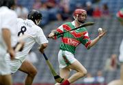 24 July 2004; Keith Higgins, Mayo, is tackled by Kildare's John Brennan. All-Ireland Senior B Hurling Final, Kildare v Mayo, Croke Park, Dublin. Picture credit; Ray McManus / SPORTSFILE