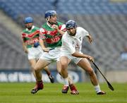 24 July 2004; Stephen Coyle, Mayo, is tackled by Billy White, Kildare. All-Ireland Senior B Hurling Final, Kildare v Mayo, Croke Park, Dublin. Picture credit; Ray McManus / SPORTSFILE