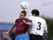 26 July 2004; Declan O'Brien, Drogheda United, in action against Brendan Kelly, Dundalk. FAI Carlsberg Cup, Second Round Replay, Drogheda United v Dundalk, United Park, Drogheda, Co. Louth. Picture credit; David Maher / SPORTSFILE