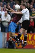 26 July 2004; Declan O'Brien, Drogheda United, in action against Andy Noonan, Dundalk. FAI Carlsberg Cup, Second Round Replay, Drogheda United v Dundalk, United Park, Drogheda, Co. Louth. Picture credit; David Maher / SPORTSFILE