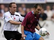 26 July 2004; Andy Myler, Drogheda United, in action against Andy Noonan, Dundalk. FAI Carlsberg Cup, Second Round Replay, Drogheda United v Dundalk, United Park, Drogheda, Co. Louth. Picture credit; David Maher / SPORTSFILE