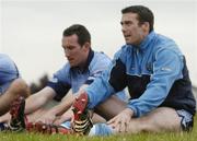 26 July 2004; The Dubs will be relying on the new technology in their adidas Predator Pulse boots to give them the edge over Roscommon, in the next stage of the All-Ireland Football Championship qualifiers on Saturday 31st July at Croke Park. Pictured with the boots during a squad training session ahead of next weekend's game are, Paddy Christie, left, and Ray Cosgrove. Picture credit; Brendan Moran / SPORTSFILE