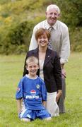27 July 2004; Padraig Wafer, from Wexford, with  his parents Pat and Jean. Padraig won a prize of a lifetime, the chance to travel to Madrid to participate in a specially organised training session with Real Madrid stars David Beckham, Roberto Carlos and Raul, while he attended the FAI Pepsi Summer Soccer School in Palmerstown Rangers Club, Dublin. Picture credit; Damien Eagers / SPORTSFILE