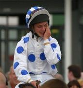 27 July 2004; Rory Cleary shows his emotions after winning the McDonagh EBF Handicap. Galway Races, Ballybrit, Co. Galway. Picture credit; Matt Browne / SPORTSFILE