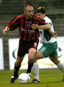 27 July 2004; Tony Grant, Bohemians, in action against Tihhon Sisov, FC Levadia Tallinn. UEFA Cup, 1st Qualifying Round, 2nd Leg, Bohemians v FC Levadia Tallinn, Dalymount Park, Dublin. Picture credit; Brian Lawless / SPORTSFILE