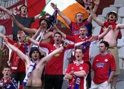 28 July 2004; Shelbourne supporters cheer on their team. UEFA Champions League, 2nd Qualifying Round, 1st Leg, Hajduk Split v Shelbourne, Hajduk Stadium, Poljud, Croatia. Picture credit; Mladen Tomic / SPORTSFILE