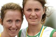 24 July 2004; Sisters Olive, left, and Anne Loughnane, who finished 1st and 2nd respectively, in the Women's 5K Walk final. AAI Senior Track and Field Championships, Morton Stadium, Santry, Dublin. Picture credit; Brendan Moran / SPORTSFILE