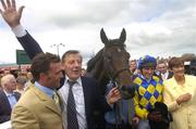 29 July 2004; Cloone River, winner of the Guinness Galway Hurdle Handicap, with winning owners Bernard and Kathleen Gillane, trainer Paul Nolan, left, and John Cullen, jockey. Galway Races, Ballybrit, Co. Galway. Picture credit; Damien Eagers / SPORTSFILE