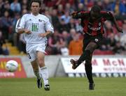 29 July 2004; Eric Lavine, Longford Town, in action against Marco Perez, FC Vaduz. UEFA Cup, 1st Qualifying Round, 2nd Leg, Longford Town v FC Vaduz, Flancare Park, Longford. Picture credit; Ray McManus / SPORTSFILE