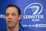 12 September 2013; Leinster forwards coach Jono Gibbes during a press conference ahead of their Celtic League 2013/14 Round 2 match against Ospreys on Saturday. Leinster Rugby Press Conference, UCD, Belfield, Dublin.  Picture credit: Barry Cregg / SPORTSFILE