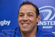 12 September 2013; Leinster forwards coach Jono Gibbes during a press conference ahead of their Celtic League 2013/14 Round 2 match against Ospreys on Saturday. Leinster Rugby Press Conference, UCD, Belfield, Dublin.  Picture credit: Barry Cregg / SPORTSFILE