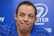 12 September 2013; Leinster forwards coach Jono Gibbes during a press conference ahead of their Celtic League 2013/14 Round 2 match against Ospreys on Saturday. Leinster Rugby Press Conference, UCD, Belfield, Dublin.  Picture credit: Barry Cregg / SPORTSFILE