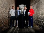 12 September 2013; Shamrock Rovers' Richie Ryan and manager Trevor Croly with St Patrick's Athletic's Ger O'Brien and manager Liam Buckley, right, ahead of their side's FAI Ford Cup Quarter Final clash on Friday night. Ford have called on Irish football fans to vote for their Greatest Ever FAI Cup Final at facebook.com/fordireland. All supporters who vote will automatically be entered into a draw for fuel vouchers and a HD 3DTV. Ely Place, Dublin. Picture credit: Stephen McCarthy / SPORTSFILE