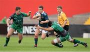 11 September 2013; Gerry Hurley, Munster A, is tackled by James Rael, left, and Dave Nolan, Connacht Eagles. 'A' Interprovincial, Munster A v Connacht Eagles, Musgrave Park, Cork. Picture credit: Diarmuid Greene / SPORTSFILE
