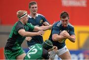 11 September 2013; Niall Kenneally, Munster A, supported by Darren O'Shea, is tackled by Aaron Conneely, left, and Brian Murphy, Connacht Eagles. 'A' Interprovincial, Munster A v Connacht Eagles, Musgrave Park, Cork. Picture credit: Diarmuid Greene / SPORTSFILE