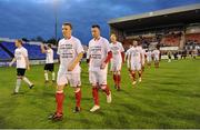 13 September 2013; Players from both teams wear t-shirts in support of Drogheda United's Gary O'Neill. FAI Ford Cup Quarter-Final, Shelbourne v Dundalk, Tolka Park, Dublin. Picture credit: Brian Lawless / SPORTSFILE