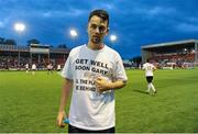 13 September 2013; John Dillon, Dundalk, wears a t-shirt in support of Drogheda United's Gary O'Neill. FAI Ford Cup Quarter-Final, Shelbourne v Dundalk, Tolka Park, Dublin. Picture credit: Brian Lawless / SPORTSFILE