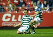 13 September 2013; Shamrock Rovers' Shane Robinson, left, celebrates after scoring his side's second goal with team-mate Conor Powell. FAI Ford Cup Quarter-Final, St Patrick’s Athletic v Shamrock Rovers, Richmond Park, Dublin. Picture credit: David Maher / SPORTSFILE