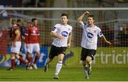 13 September 2013; Richie Towell, Dundalk, left, with team-mate John Dillon after scoring his side's first goal. FAI Ford Cup Quarter-Final, Shelbourne v Dundalk, Tolka Park, Dublin. Picture credit: Brian Lawless / SPORTSFILE
