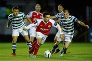 13 September 2013; Christy Fagan, St Patrick’s Athletic, in action against Shane Robinson, left, and Conor Powell, Shamrock Rovers. FAI Ford Cup Quarter-Final, St Patrick’s Athletic v Shamrock Rovers, Richmond Park, Dublin. Picture credit: David Maher / SPORTSFILE