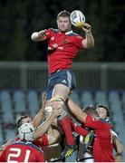 13 September 2013; Munster's Donnacha Ryan wins possession in a lineout. Celtic League 2013/14, Round 2, Zebre v Munster, Stadio XXV Aprile, Parma, Italy. Picture credit: Roberto Bregani / SPORTSFILE