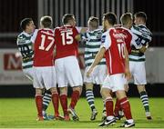 13 September 2013; Players from both sides confront each other during the second half. FAI Ford Cup Quarter-Final, St Patrick’s Athletic v Shamrock Rovers, Richmond Park, Dublin. Picture credit: David Maher / SPORTSFILE